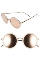 Women's Linda Farrow 51mm Round 18 Karat Rose Gold Trim Sunglasses - Milky Pink/ Rose Gold