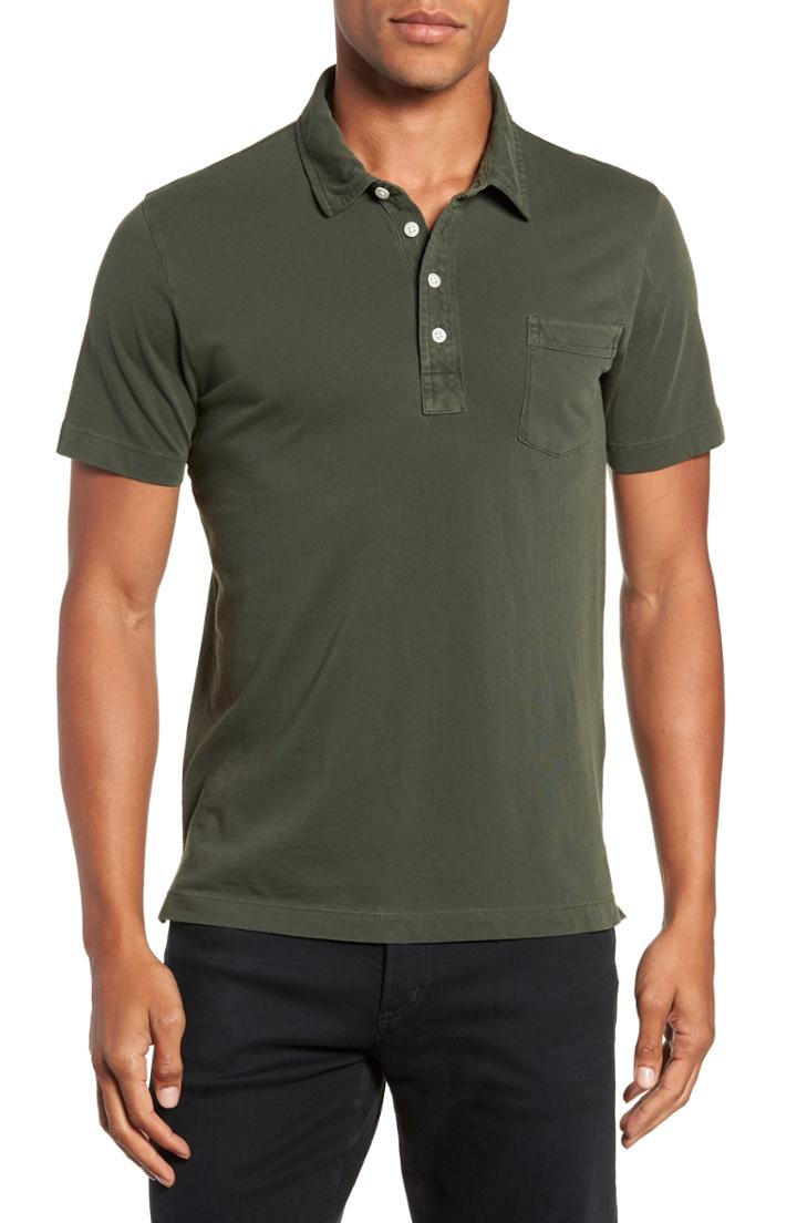 Men's Billy Reid Pensacola Slim Fit Garment Dye Polo, Size - Green