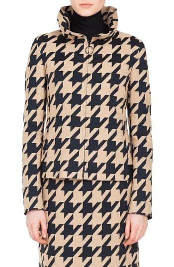 Women's Akris Punto Houndstooth Jacquard Jacket - Beige