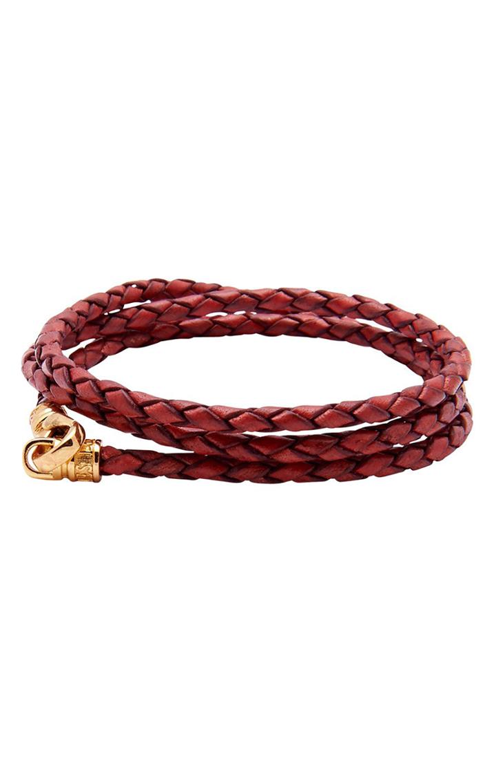 Men's Nialaya Leather Wraparound Bracelet