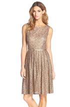 Women's Ellen Tracy Pleated Lace Fit & Flare Dress
