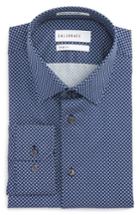 Men's Calibrate Trim Fit Dot Dress Shirt .5 34/35 - Blue