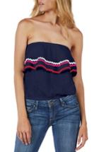 Women's Michael Stars Off The Shoulder Ruffle Cotton Gauze Top - Blue