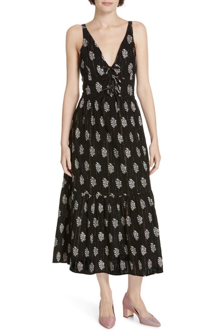 Women's La Vie Rebecca Taylor Jaipur Midi Floral Dress - Black