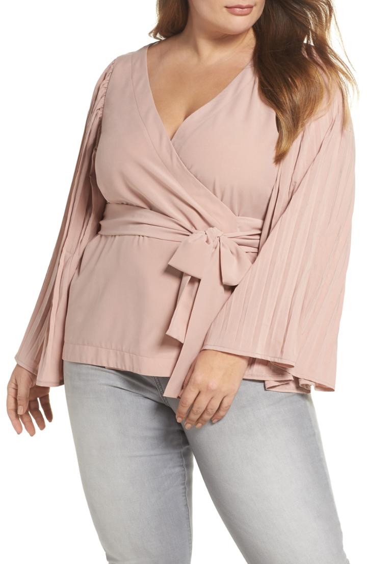 Women's Vince Camuto Mixed Media Top, Size - Grey