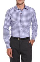 Men's David Donahue Plaid Herringbone Sport Shirt, Size - Blue