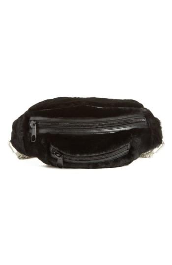 Alexander Wang Primary Box Chain Genuine Shearling Fanny Pack - Black