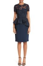 Women's Reem Acra Lace & Double Georgette Peplum Dress