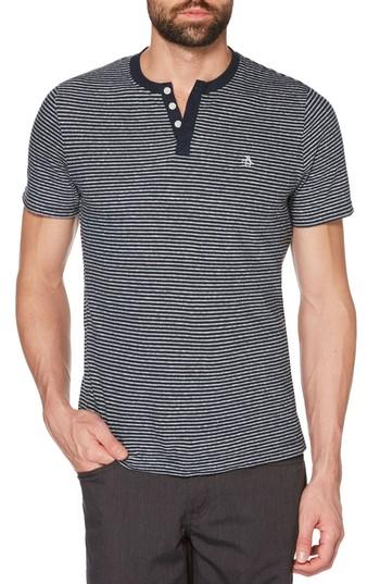 Men's Original Penguin Nep Stripe Henley - Blue