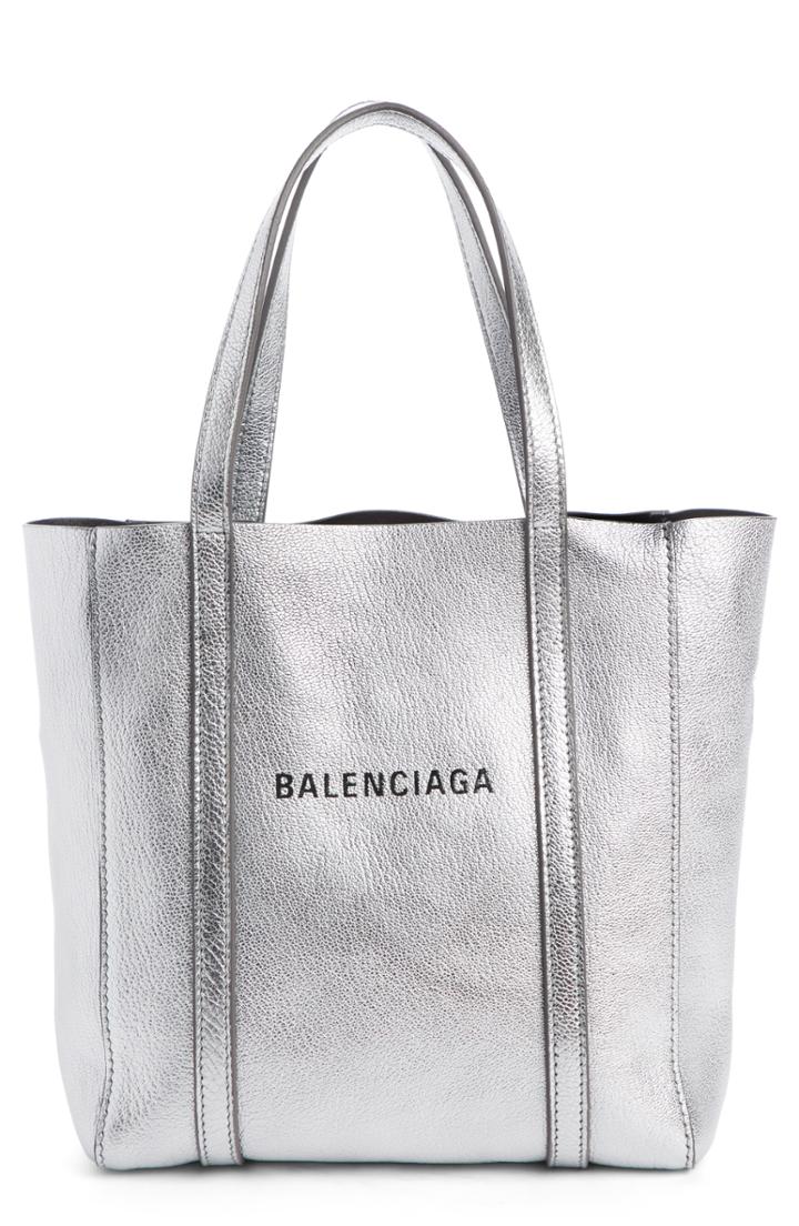 Balenciaga Extra Extra Small Everyday Logo Goatskin Tote - Metallic