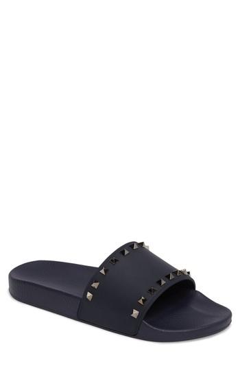 Men's Valentino Garavani Rockstud Slide Sandal Us / 40eu - Blue