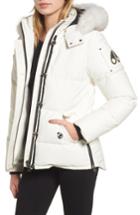 Women's Moose Knuckles Genuine Fox Fur Trim Hooded Down Coat - White