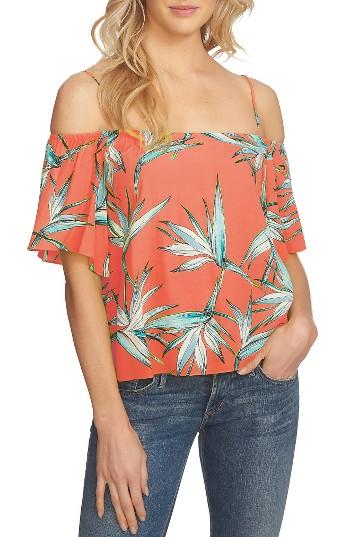 Women's 1.state Cold Shoulder Blouse - Coral