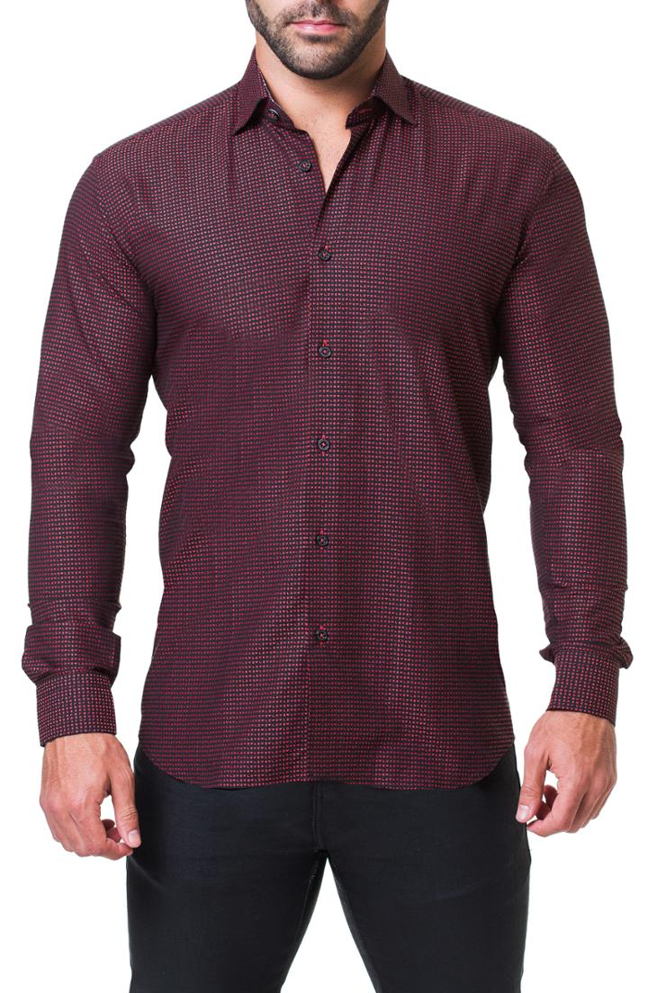 Men's Maceoo Fibonacci Love Trim Fit Print Sport Shirt (m) - Red