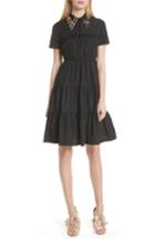 Women's N Degree21 Pin Collar Tiered Poplin Dress Us / 44 It - Black