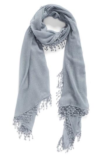 Women's La Fiorentina Pompom Cashmere Scarf, Size - Grey