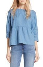 Women's Frame Linen Peplum Top - Blue