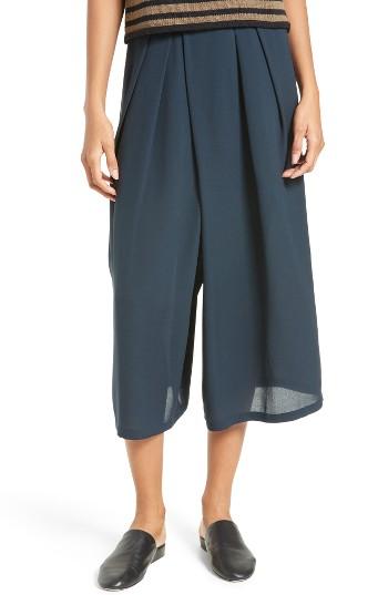 Women's Vince Asymmetrical Pleated Silk Culottes - Blue