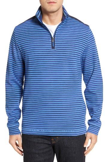 Men's Bugatchi Quarter Zip Stripe Pullover