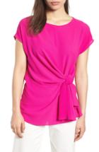 Petite Women's Gibson Tie Front Blouse, Size P - Pink