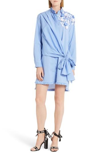 Women's Msgm Embellished Wrap Front Shirtdress Us / 40 It - Blue