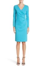Women's Emporio Armani Faux Wrap Side Pleat Dress Us / 42 It - Blue/green