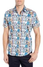 Men's Robert Graham Gaspar Tailored Fit Print Sport Shirt, Size - Orange