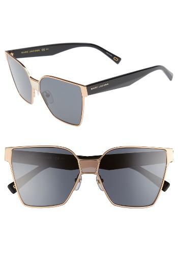 Women's Marc Jacobs 60mm Square Sunglasses - Gold/ White