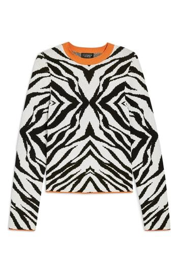 Women's Topshop Zebra Skinny Sweater Us (fits Like 0) - Black