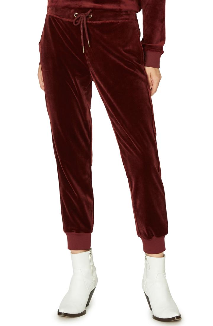 Women's Sanctuary Velour Track Pants, Size - Red