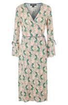 Women's Topshop Peacock Midi Wrap Dress Us (fits Like 0) - Beige