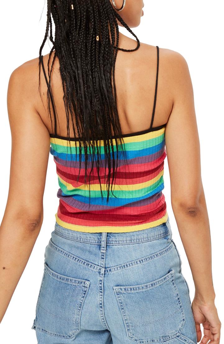 Women's Topshop Rainbow Stripe Camisole Top