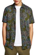 Men's Topman Paisley Print Shirt - Green