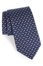 Men's Salvatore Ferragamo Eloise Print Silk Tie, Size - Blue