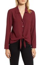 Women's 1.state Tie Front Blouse - Red