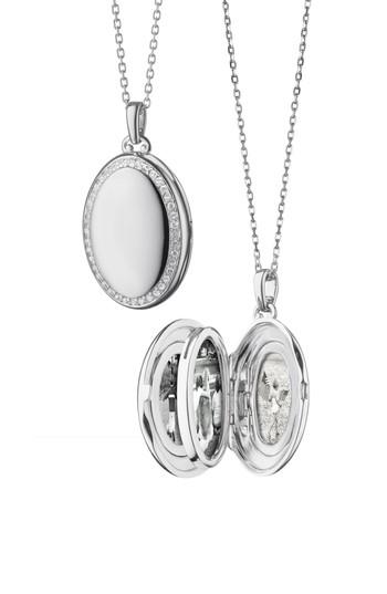 Women's Monica Rich Kosann Four Image White Sapphire Locket Necklace
