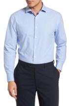 Men's Nordstrom Men's Shop Tech-smart Trim Fit Grid Dress Shirt .5 34/35 - Blue