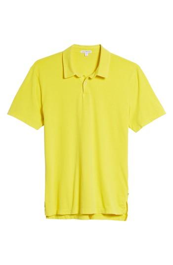 Men's James Perse Slim Fit Sueded Jersey Polo (l) - Yellow