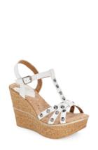 Women's Love And Liberty 'violet' Spiked T-strap Wedge Sandal M - White