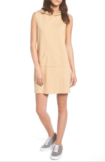 Women's Love, Fire French Terry Hoodie Dress - Beige