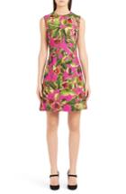 Women's Dolce & Gabbana Fig Print Brocade A-line Dress Us / 42 It - Pink