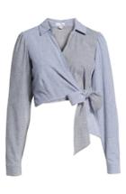 Women's Love, Fire Mixed Gingham Wrap Front Shirt - Black