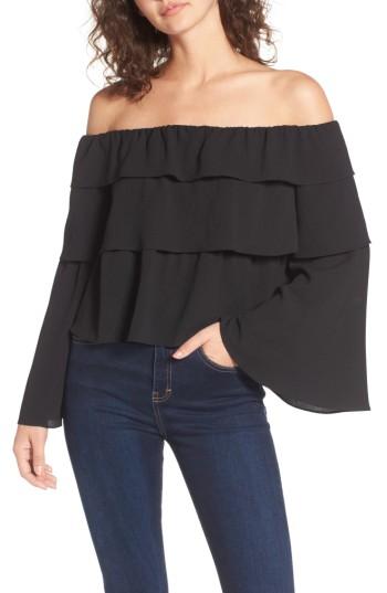 Women's Storee Ruffle Off The Shoulder Top - Black