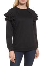Women's Halogen Ruffle Sweatshirt - Black