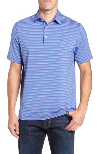 Men's Vineyard Vines Four Color Feeder Stripe Polo - Purple