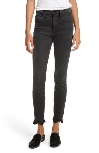 Women's Frame Le High Frayed Ankle Skinny Jeans - Black