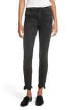 Women's Frame Le High Frayed Ankle Skinny Jeans - Black
