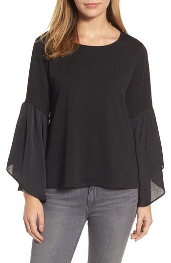 Women's Halogen Bell Sleeve Top, Size - Black