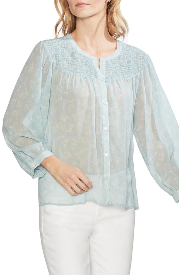 Women's Vince Camuto Smocked Yoke Top - Blue