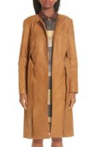 Women's Partow Brushed Calfskin Leather Coat - Brown